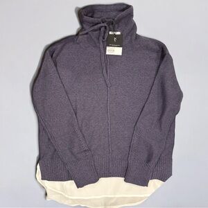 NWT Simply Vera Vera Wang Purple Mock Neck Layered Mixed Media Sweater S